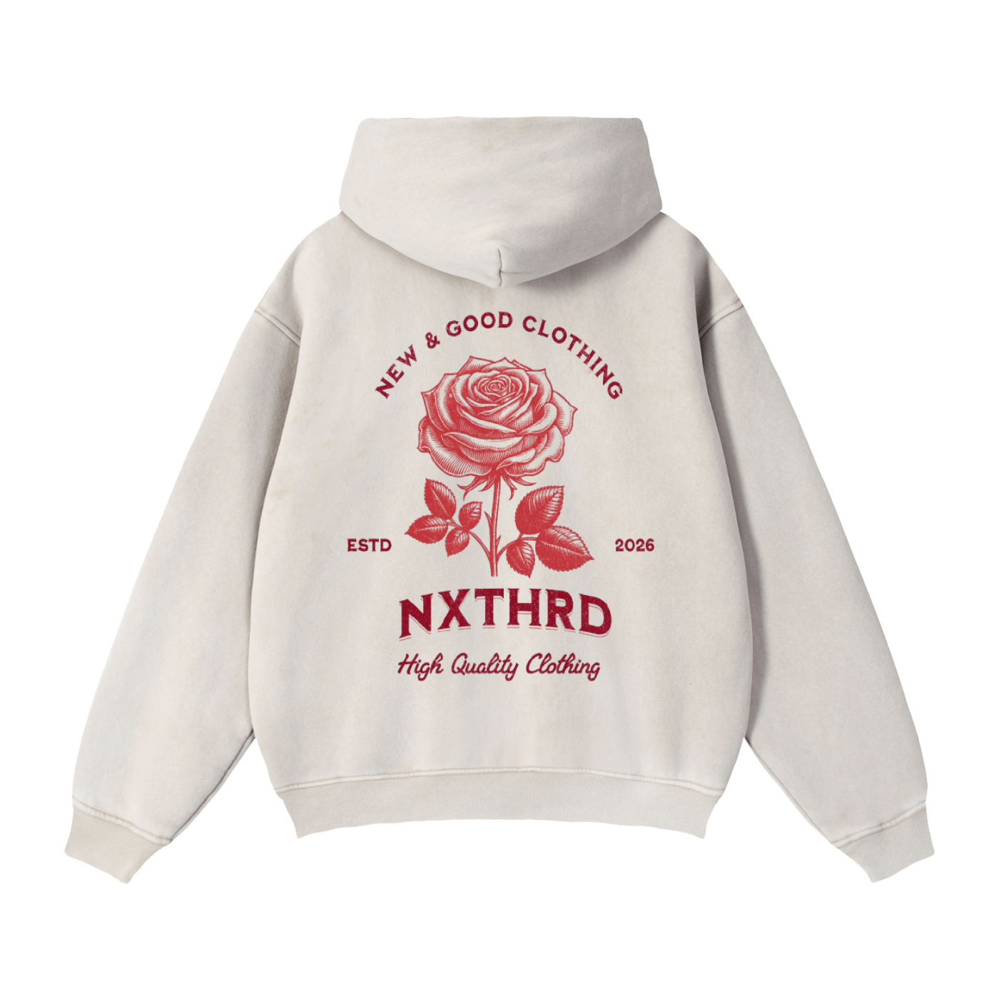 NXTHRD Rose Zip-Through Boxy Fleece Hoodie