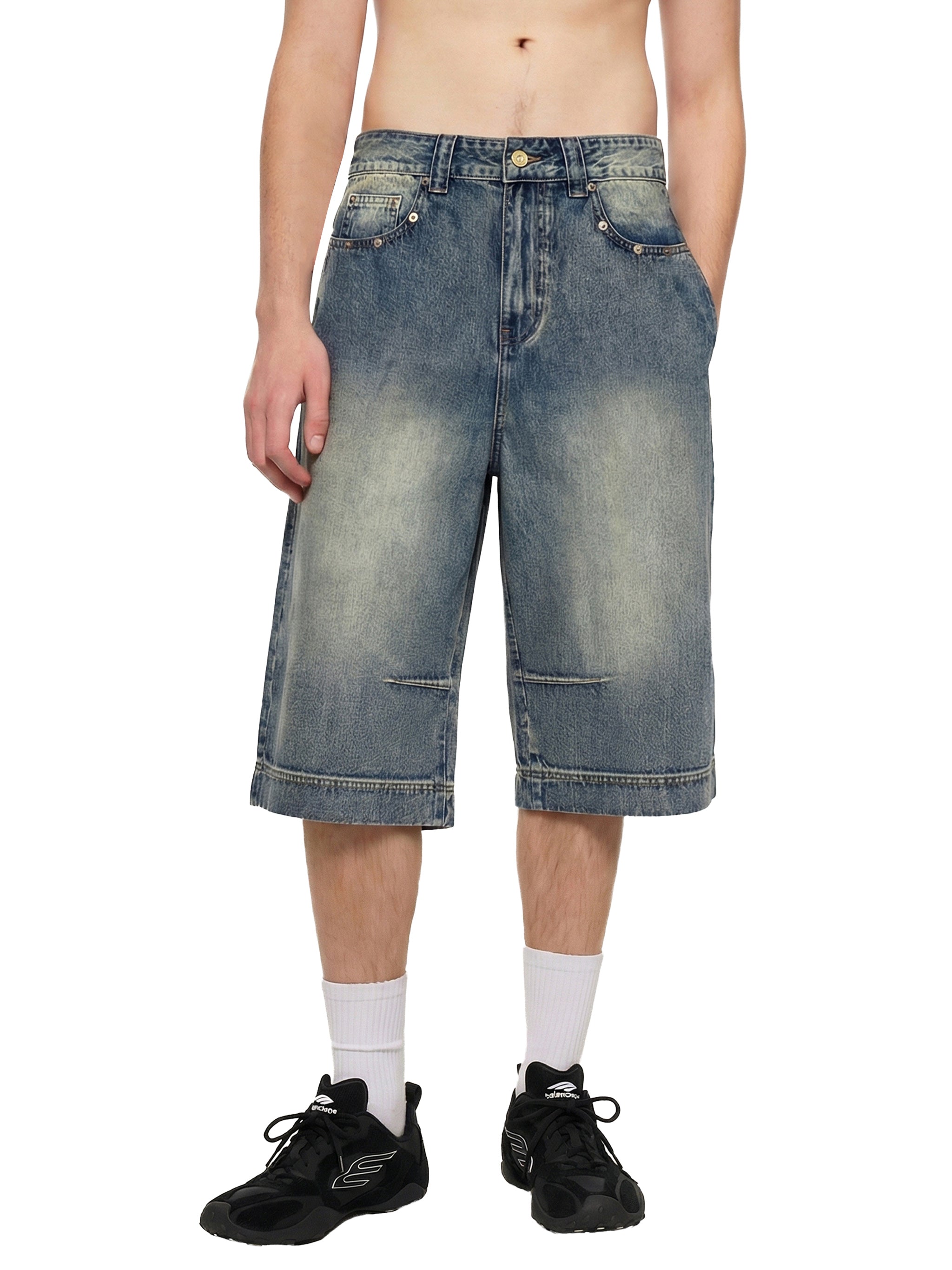 NXTHRD Vintage Wash Baggy Denim Shorts