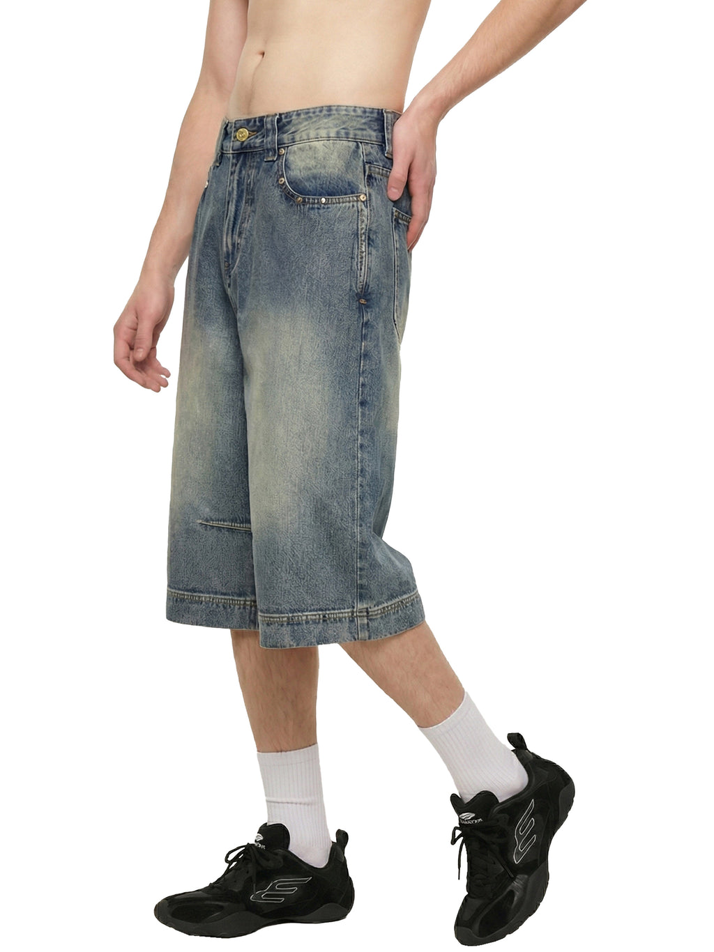 NXTHRD Vintage Wash Baggy Denim Shorts